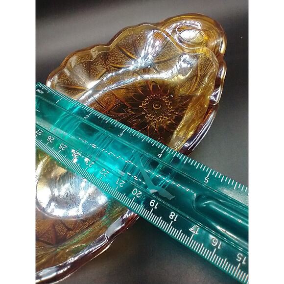 VTG Indiana Glass Carnival Marigold Sunflower Oval Celery Relish Dish 9.25" - Picture 8 of 10